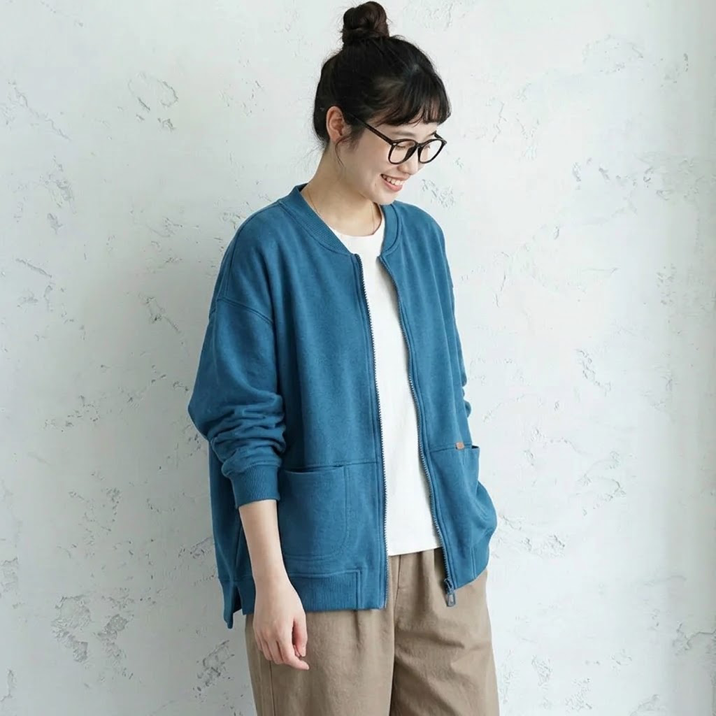 M-4XL 季節の変わり目に重宝 大人のスウェットジャケット M ブルー