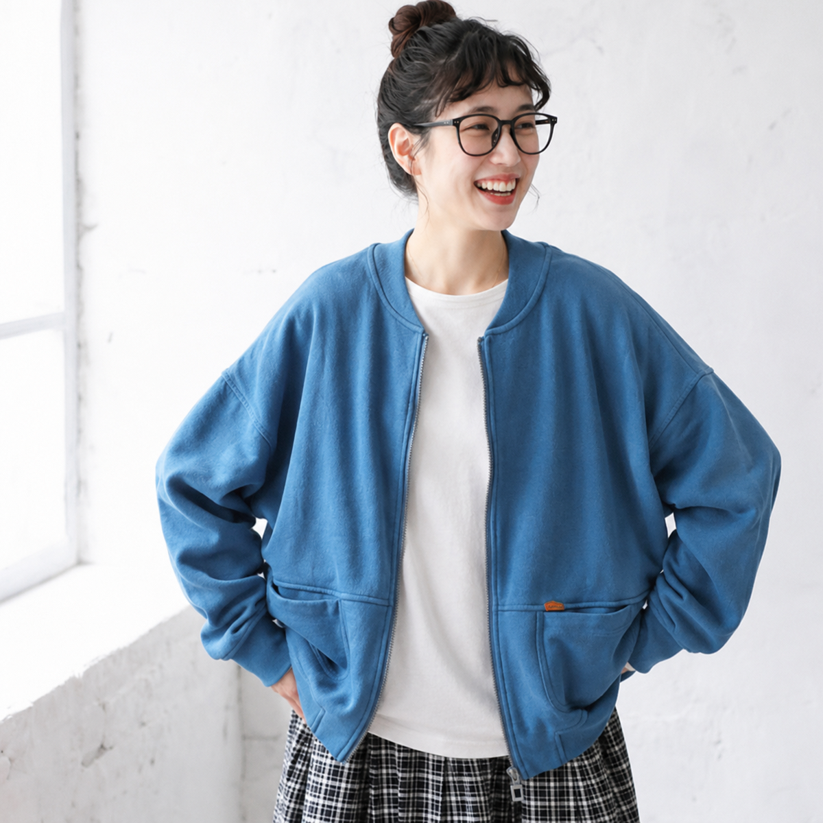 M-4XL 季節の変わり目に重宝 大人のスウェットジャケット M ブルー