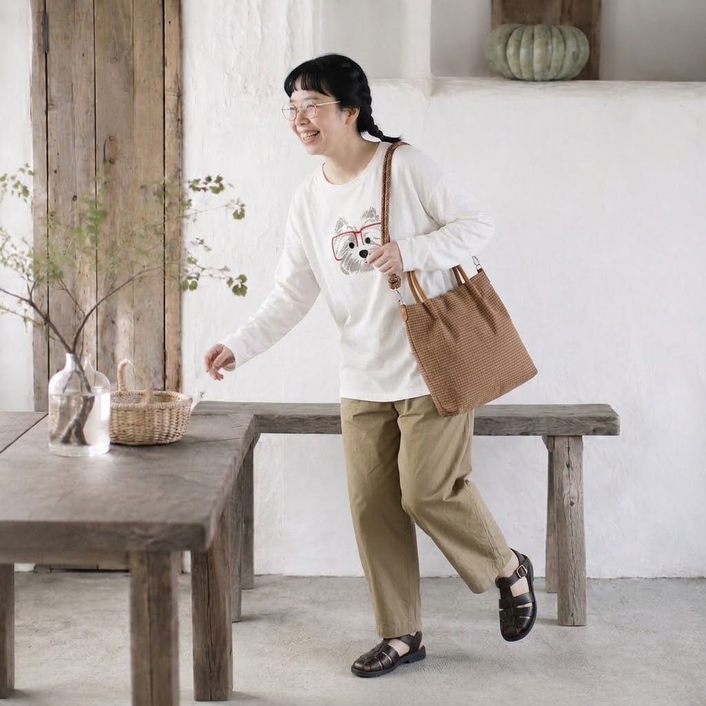 くしゅっと、たっぷり。毎日に寄り添うチェック柄バッグ フリー ブラック