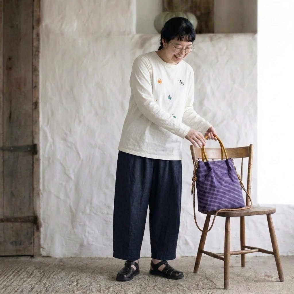 くしゅっと、たっぷり。毎日に寄り添うチェック柄バッグ フリー ブラック