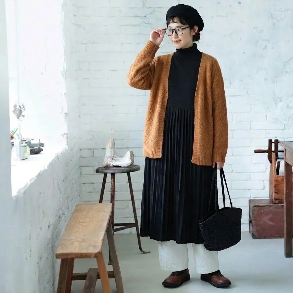 L-4XL 人気上昇中 セットアップ  無地 長袖  カジュアル アウター+ワンピース L グリーン/セーター