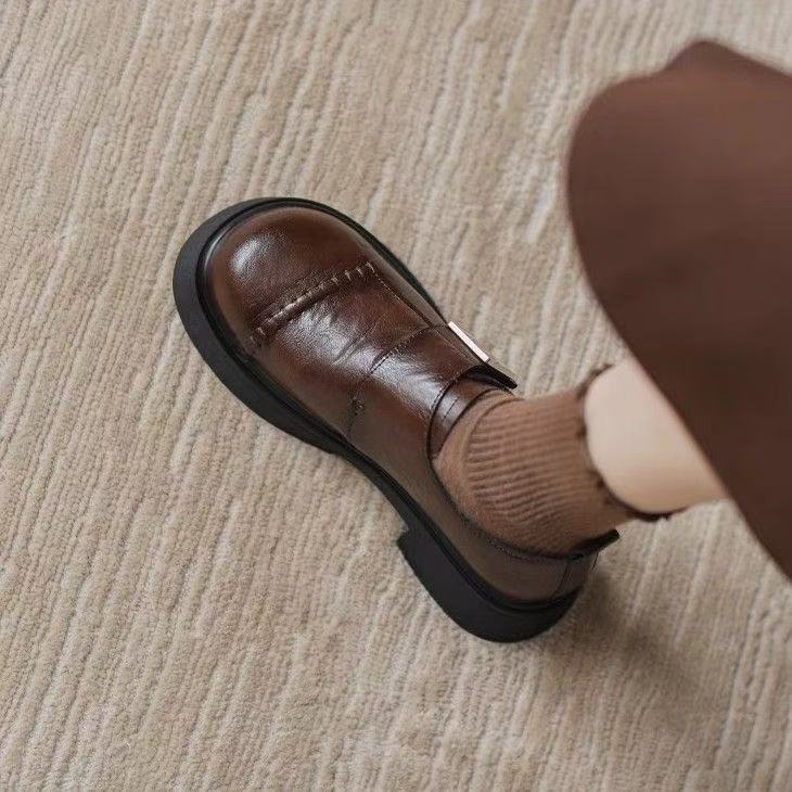 バックル レトロ ローファー 22.5 ブラック