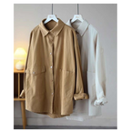 M-2XL 綿混 2WAY 羽織ブラウス M カーキ