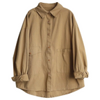 M-2XL 綿混 2WAY 羽織ブラウス M カーキ