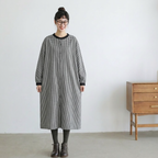 M-2XL チェック柄 ギャザー 大人のナチュラル 着回し ロングワンピース M 白黒チェック