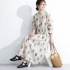 M-2XL Aライン プリント ワンピ M 写真通り