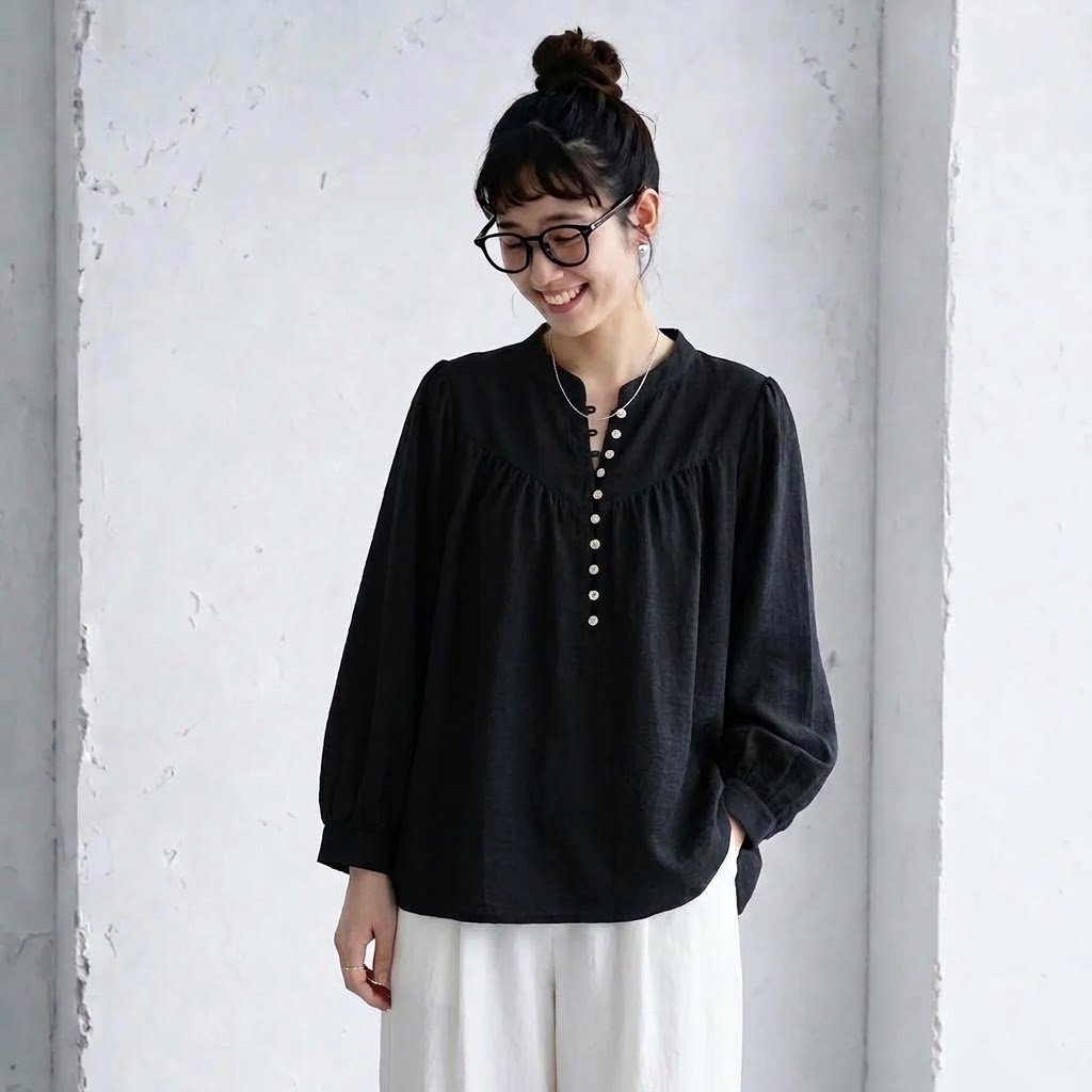 S-XL  無地 清楚見え 長袖 ボタン 無地 長袖 シャツ XL ブラック
