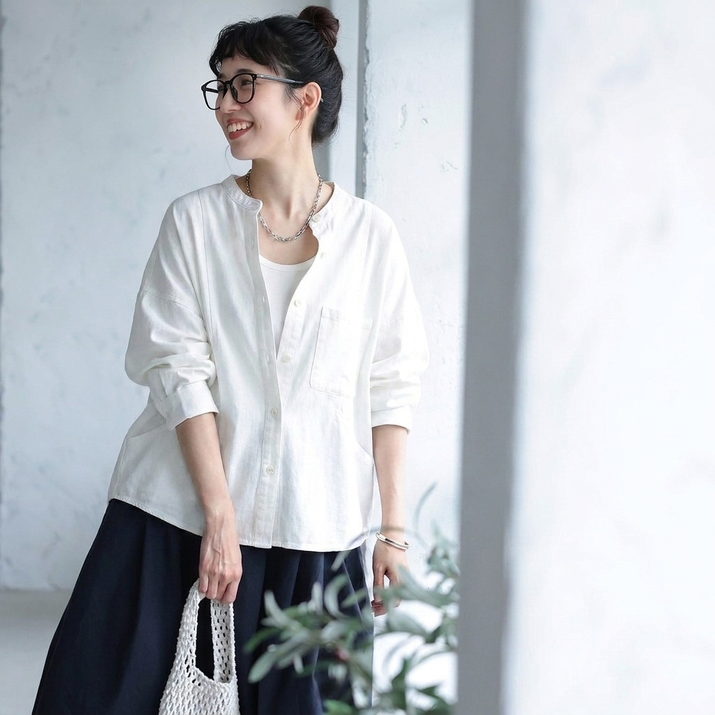 M-3XL 上品見え 通気性良い ナチュラル 長袖 シャツ 3XL ホワイト