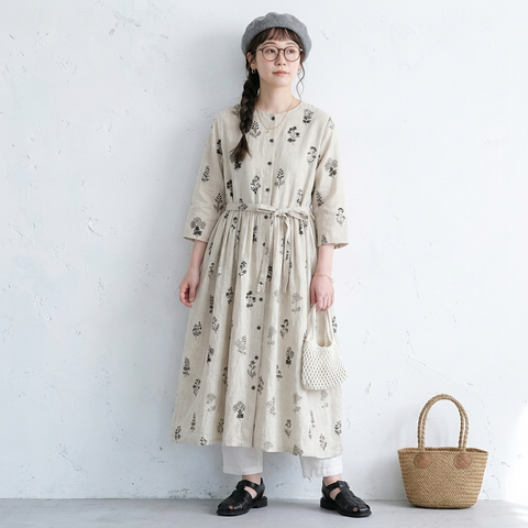 M-2XL Aライン プリント ワンピ M 写真通り