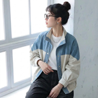 S-XL  切り替え 配色 長袖 カジュアル いいね ジャケット S ネイビー