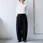 XL-3XL ウエストゴム ワイドパンツ ゆったり 着回しカジュアル ガウチョパンツ XL ブラック