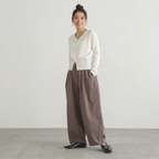 M-L 定番 アンプルライン ポケット付き アンクル丈（9分丈） カジュアルパンツ L ブラウン