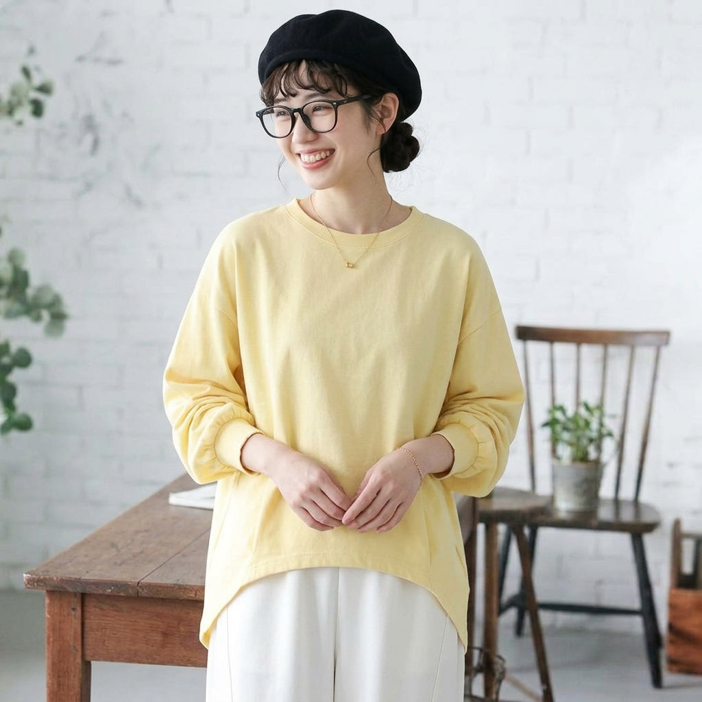 【コットン】ML 超快適 テクスチャ 肌触り柔らかい 無地 Tシャツ M ホワイト