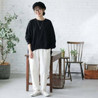 【コットン】ML 超快適 テクスチャ 肌触り柔らかい 無地 Tシャツ L ブラック