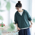 【コットン】M-2XL 女性に大人気 ボタン チェック柄 長袖 レトロ シャツ 2XL グリーン