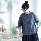 M-2XL 女性らしさ全開 チェック柄  長袖 切り替え シンプル シャツ M ブルー