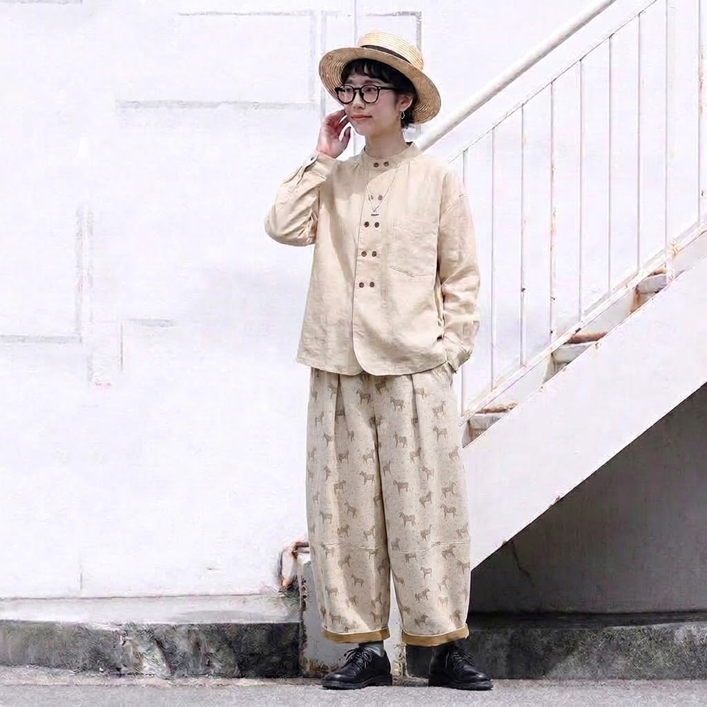 Ｓ-XL 人気を獲得♡ 動物柄 プリント ポケット付き シンプル ジーンズ XL アイボリー