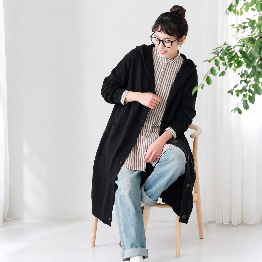 XS-2XL 新商品＆再入荷 長袖 無地 フード付き カーディガン XS ダークグレー
