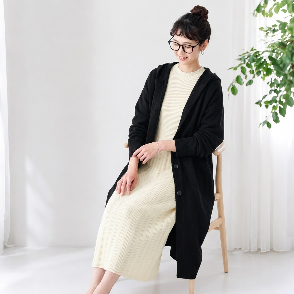 XS-2XL 新商品＆再入荷 長袖 無地 フード付き カーディガン 2XL ブラック