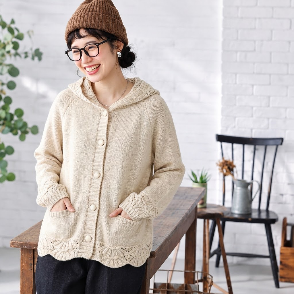 XS-XL 好印象MAX♡ 長袖 無地 ボタン  カーディガン XL アイボリー