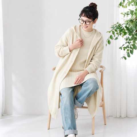 XS-2XL 新商品＆再入荷 長袖 無地 フード付き カーディガン 2XL キャメル