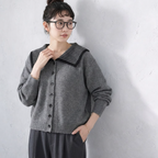 S-4XL 人気を獲得♡ 配色 長袖 ボタン 無地 カーディガン 4XL グレー