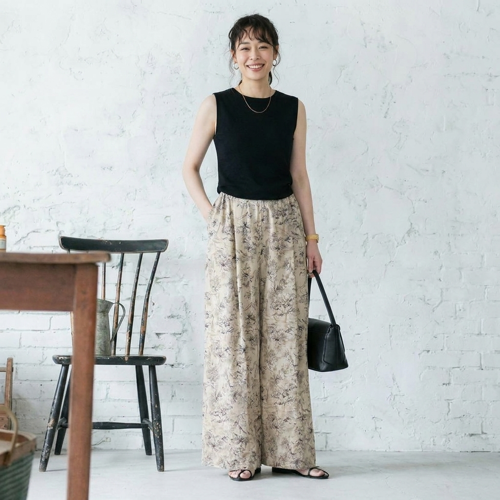 S-2XL コットン ハイウエスト プリント ファッション カジュアルパンツ S 写真通り