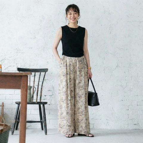 S-2XL コットン ハイウエスト プリント ファッション カジュアルパンツ S 写真通り