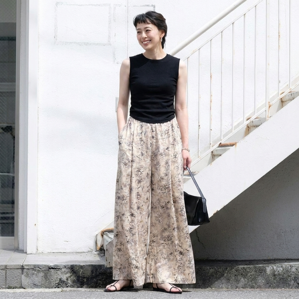 S-2XL コットン ハイウエスト プリント ファッション カジュアルパンツ S 写真通り