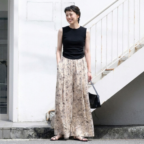 S-2XL コットン ハイウエスト プリント ファッション カジュアルパンツ S 写真通り