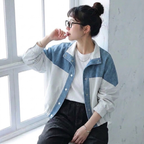 S-XL  切り替え 配色 長袖 カジュアル いいね ジャケット S ネイビー