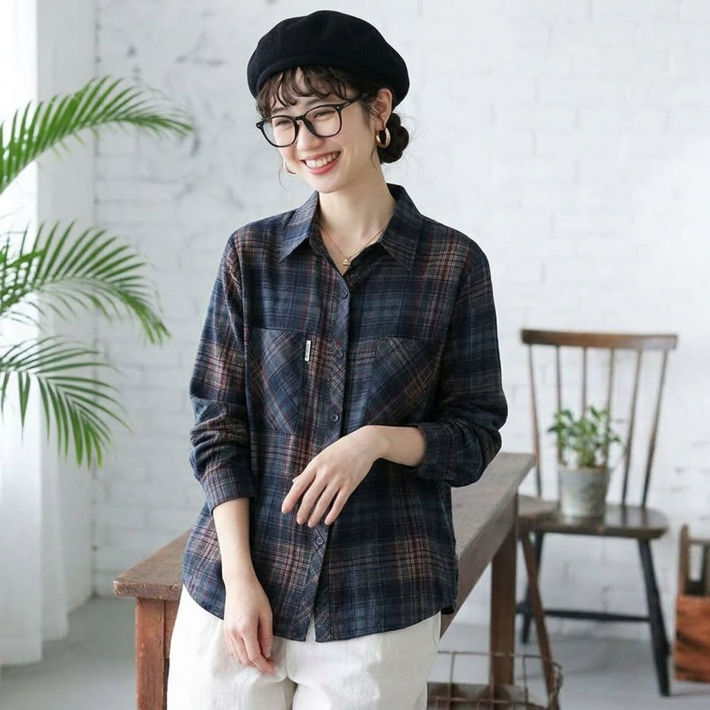 L-5XL 大好評レビュー 柔らかい チェック柄 長袖 シャツ L 写真通り