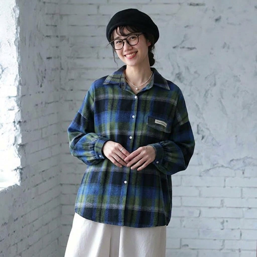L-5XL『今売れてます!』 切り替え 長袖 チェック柄 シャツ L チェック柄