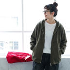 L-5XL パーカー襟 前開きポケット付き ゆったりシルエット 長袖ジャケット 5XL ダークグリーン