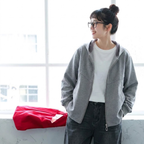 L-5XL パーカー襟 前開きポケット付き ゆったりシルエット 長袖ジャケット 5XL グレー