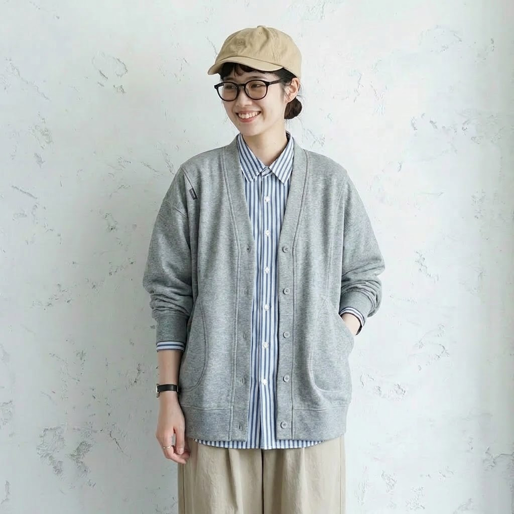 M-2XL  無地  ポケット付き 長袖 カジュアル カーディガン 2XL グレー