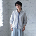 【コットン】M-2XL 長袖 可愛くて繊細な ストライプ柄 配色 カジュアル シャツ M 写真通り
