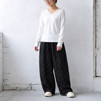 S-2XL 新商品＆再入荷 花柄  ポケット付き ガウチョパンツ 2XL ネイビー (レギュラー丈)