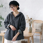 M-3XL 超人気 フード付き  長袖 無地 シンプル Tシャツ M グレー