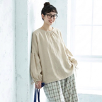 L-XL ゆったり ルーズシルエット 体型カバー シーズン移行向け きれいめ トップス XL ベージュ