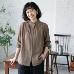 M-2XL 超快適 清新 シンプル ドット柄 長袖 シャツ M ネイビー
