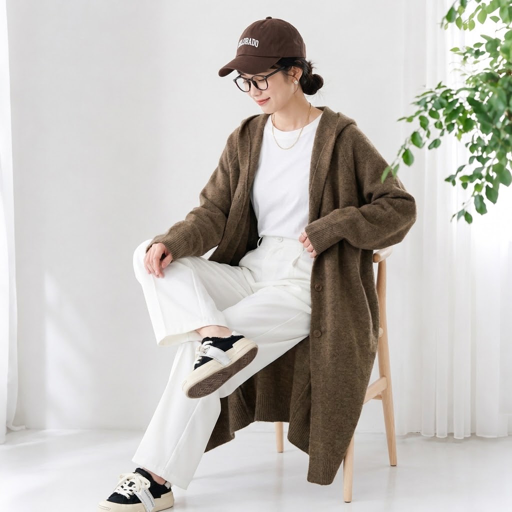 XS-2XL 新商品＆再入荷 長袖 無地 フード付き カーディガン 2XL ブラウン