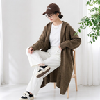 XS-2XL 新商品＆再入荷 長袖 無地 フード付き カーディガン 2XL ブラウン