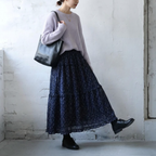 S-XL 上品見え Aライン 切り替え プリント 花柄 カジュアル スカート S 写真通り