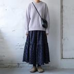 S-XL 上品見え Aライン 切り替え プリント 花柄 カジュアル スカート XL 写真通り