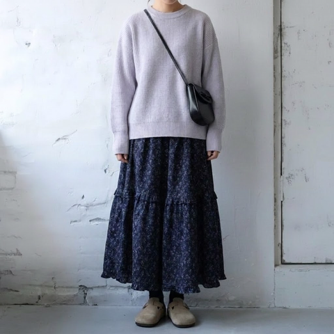 S-XL 上品見え Aライン 切り替え プリント 花柄 カジュアル スカート XL 写真通り