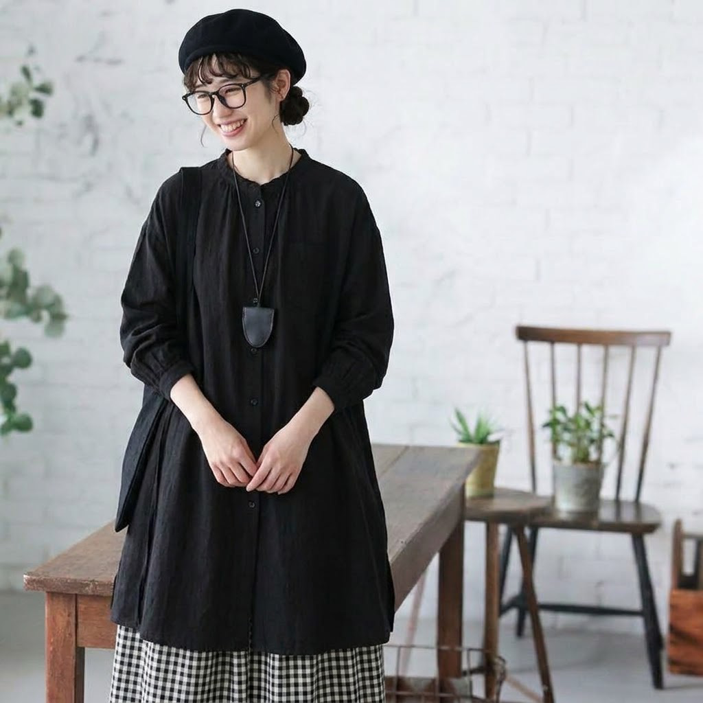 【コットン】M-2XL 女性に大人気 長袖 ボタン 無地 森ガール シャツ 2XL 写真通り
