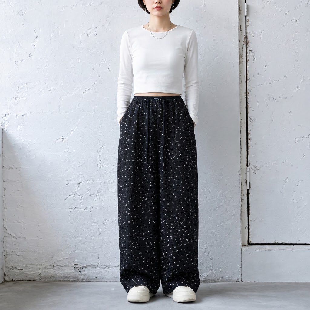 S-2XL 新商品＆再入荷 花柄  ポケット付き ガウチョパンツ S ブラウン (レギュラー丈)