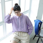 ML 花刺繍 ゆったり 着回し きれいめ 長袖 シャツ M ホワイト