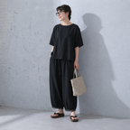 M-4XL 刺繍 コットン お家コーデ ガウチョパンツ M オフホワイト